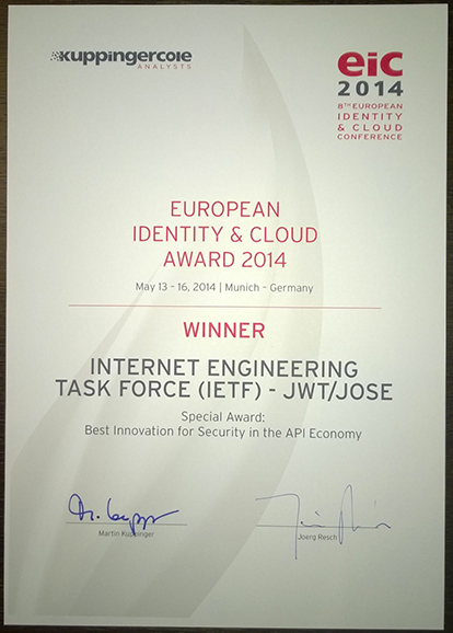 EIC 2014 Award Certificate
