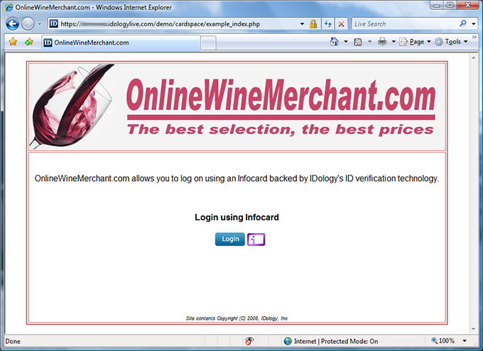 OnlineWineMerchant login page