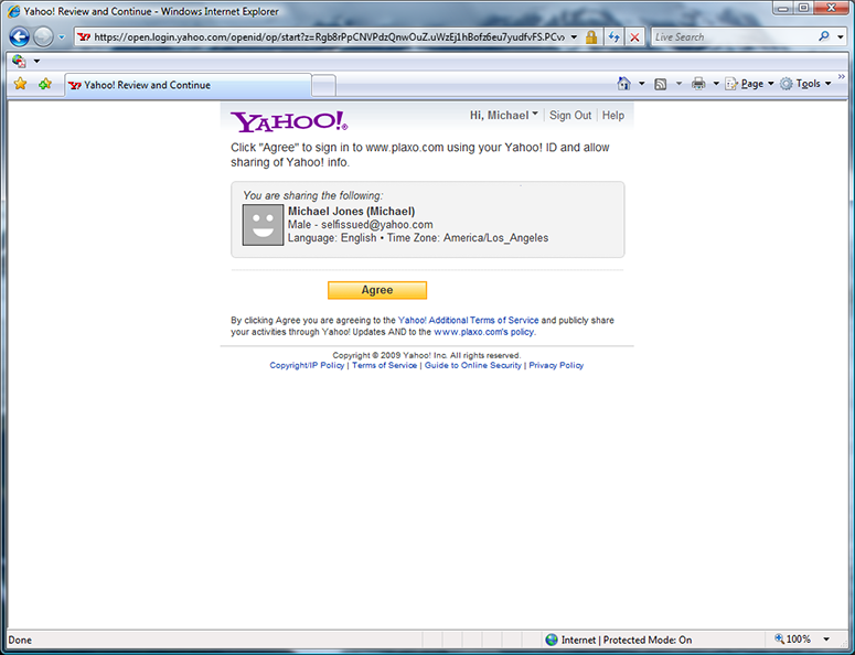 Yahoo Plaxo permission